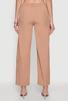 Womens High Waisted Nylon Cargo Pants, Khaki, Size XL
