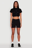 Womens High Waisted Cargo Pocket Shorts,