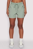 Womens Drawstring Waist Cargo Pocket Shorts,