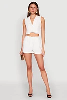 Womens Cropped Blazer Vest, White,