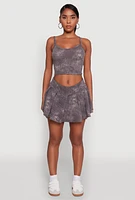 Womens Trendy Acid Wash V Neck Cropped Cami, Grey, Size L