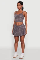 Womens Trendy Acid Wash V Neck Cropped Cami, Grey, Size L