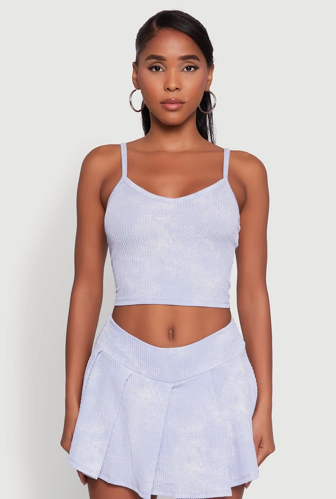 Womens Trendy Acid Wash V Neck Cropped Cami,