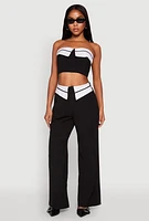 Womens Contrast Trim Fold Over Crop Top,