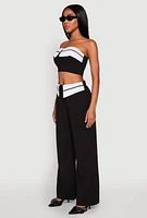 Womens Contrast Trim Fold Over Crop Top,