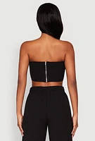 Womens Contrast Trim Fold Over Crop Top,