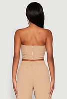 Womens Contrast Trim Fold Over Crop Top, S