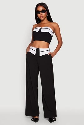 Womens Fold Over Trousers, Black, Size L
