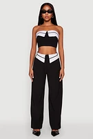 Womens Fold Over Trousers, Black, Size L