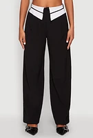 Womens Fold Over Trousers, Black, Size L