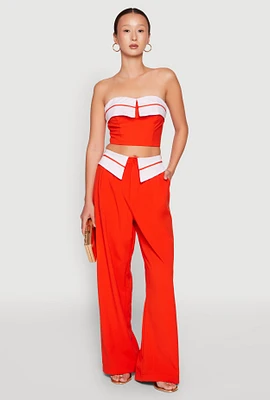 Womens Fold Over Trousers, Orange,