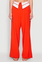 Womens Fold Over Trousers, Orange,