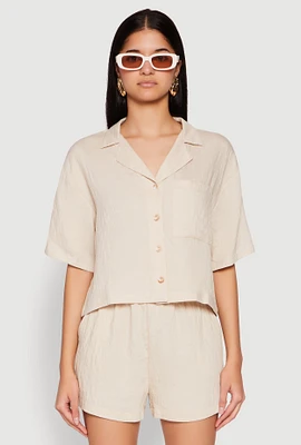 Womens Linen Pocket Shirt,
