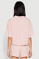 Womens Linen Pocket Shirt, Pink, Size S