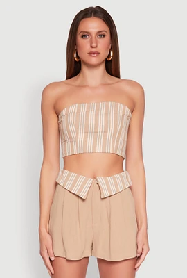 Womens Cropped Stripe Tube Top,