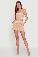 Womens Cropped Stripe Tube Top,