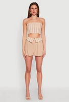Womens Cropped Stripe Tube Top,