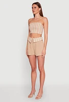 Womens Cropped Stripe Tube Top,