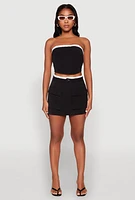Womens Contrast Trim Tube Top, Black, Size M