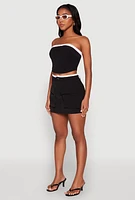 Womens Contrast Trim Tube Top, Black, Size L