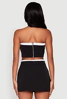 Womens Contrast Trim Tube Top, Black, Size L