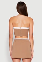 Womens Contrast Trim Tube Top, Beige, Size S