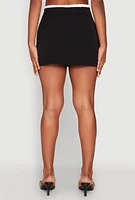 Womens Contrast Trim Cargo Pocket Mini Skirt, Black, Size M