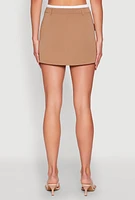 Womens Contrast Trim Cargo Pocket Mini Skirt, Brown, Size L