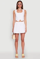 Womens Cropped Square Neck Vest, White, Size L