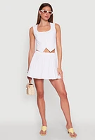 Womens Cropped Square Neck Vest, White, Size L