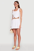 Womens Cropped Square Neck Vest, White, Size L