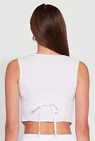 Womens Cropped Square Neck Vest, White, Size L