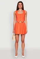 Womens Cropped Square Neck Vest, Orange, Size M