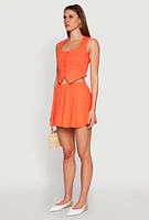 Womens Cropped Square Neck Vest, Orange, Size M