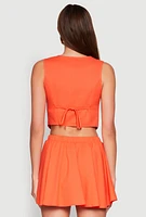Womens Cropped Square Neck Vest, Orange, Size M