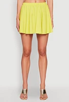 Womens Linen High Waisted Skirt, Green,