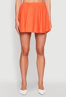 Womens Linen High Waisted Skirt, Orange, Size S