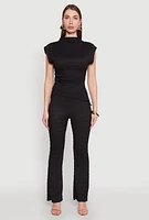 Womens Asymmetrical Hem Cap Sleeve Top,