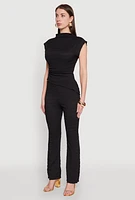 Womens Asymmetrical Hem Cap Sleeve Top,