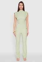 Womens Shadow Stripe Textured Knit Pants, Green, Size S