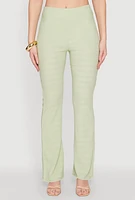 Womens Shadow Stripe Textured Knit Pants, Green, Size S