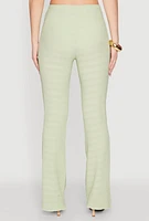 Womens Shadow Stripe Textured Knit Pants, Green, Size S