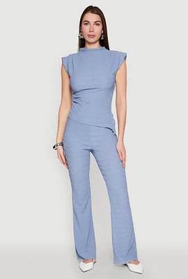 Womens Shadow Stripe Textured Knit Pants, Blue, Size S