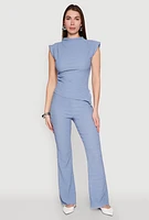 Womens Shadow Stripe Textured Knit Pants, Blue, Size S