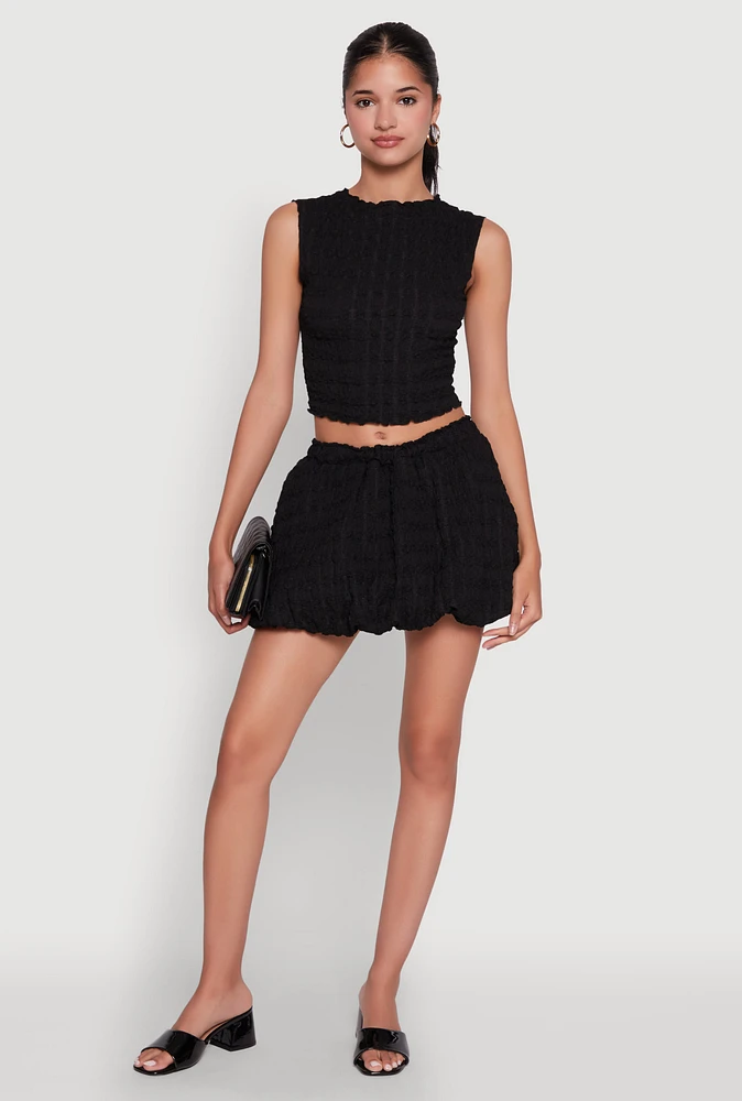 Womens Trendy Bubble Hem Mini Skirt, Black, Size XL