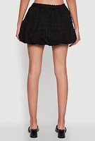 Womens Trendy Bubble Hem Mini Skirt, Black, Size XL