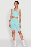 Womens Mineral Wash Contrast Trim V Neck Cropped Tank Top,