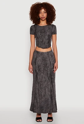 Womens Mineral Wash Pintuck Maxi Skirt,