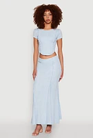 Womens Mineral Wash Pintuck Maxi Skirt,