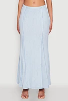 Womens Mineral Wash Pintuck Maxi Skirt, XL
